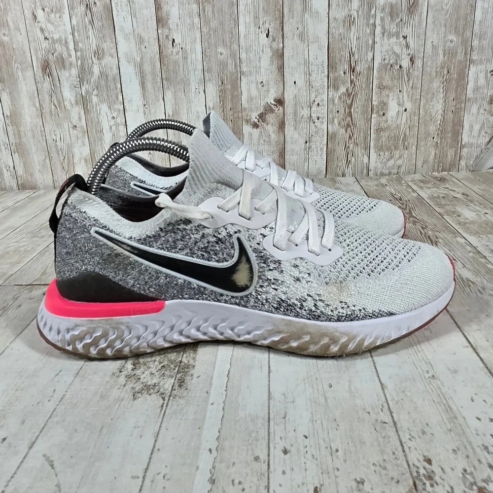 Nike Epic React Flyknit 2 Womens 9 Grey Pink Running Shoes BQ8927-103